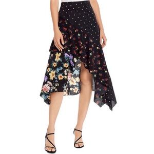 Aqua Printed Handkerchief Midi Skirt